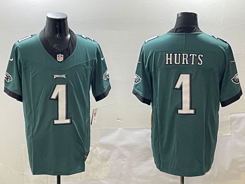 Men Philadelphia Eagles #1 Hurts Green Three generations 2025 Nike Vapor Limited NFL Jersey style 2094->philadelphia eagles->NFL Jersey